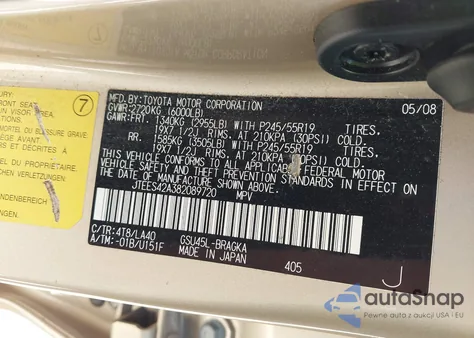 2008 Toyota Highlander Limited from USA, damaged, VIN JTEES42A382089720